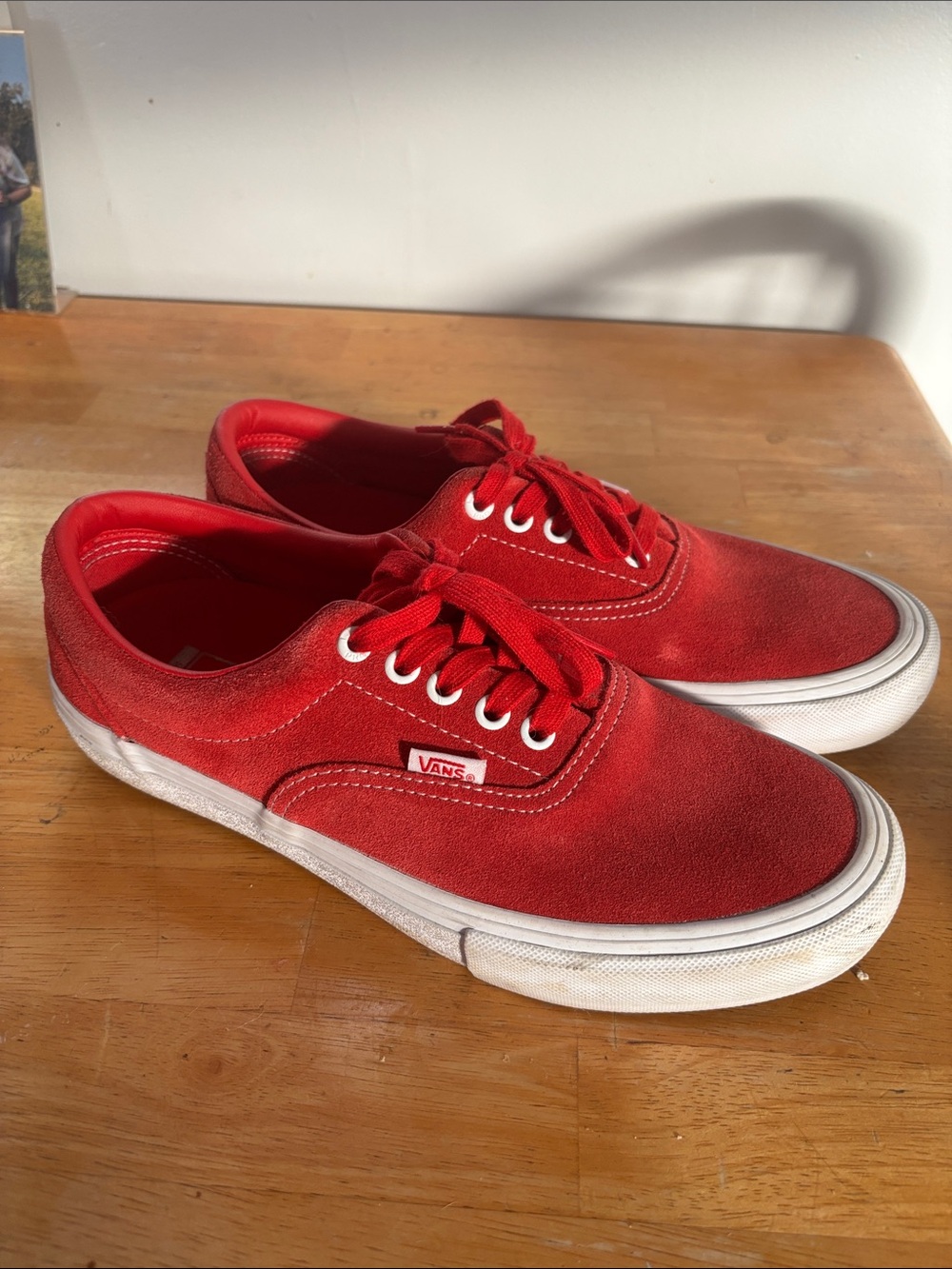 Vans Men’s Red Canvas Low-Top Sneakers with White Sole